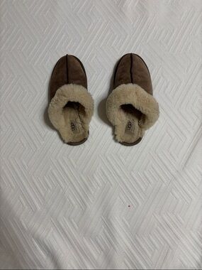 UGG Brown Suede Shearling Slip-On Mules